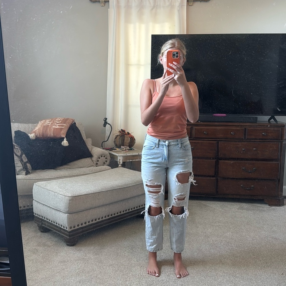 Women's Light Blue Distressed Jeans